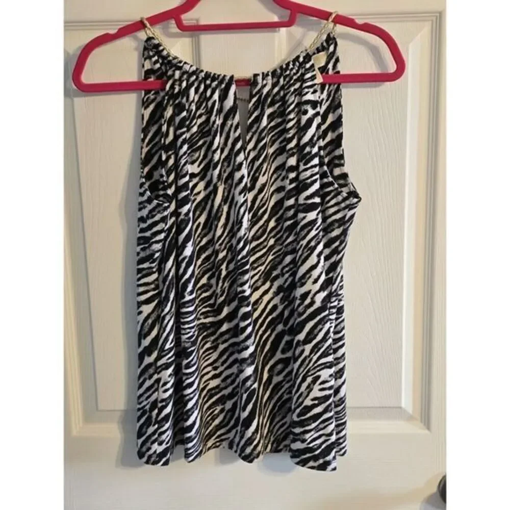 MICHAEL KORS Women's Black & White Zebra‎ Print Tank Size Small